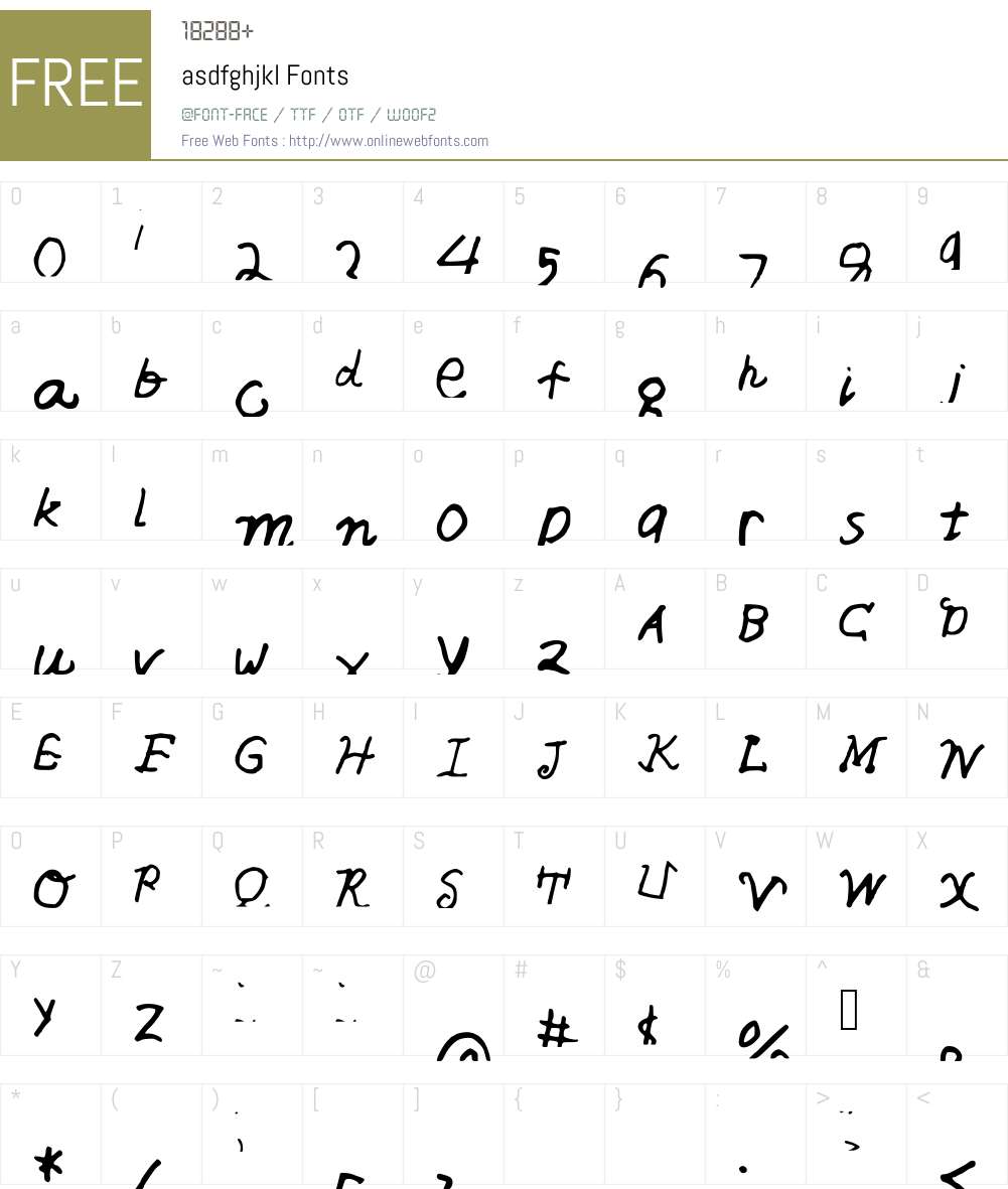 asdfghjkl Font Screenshots