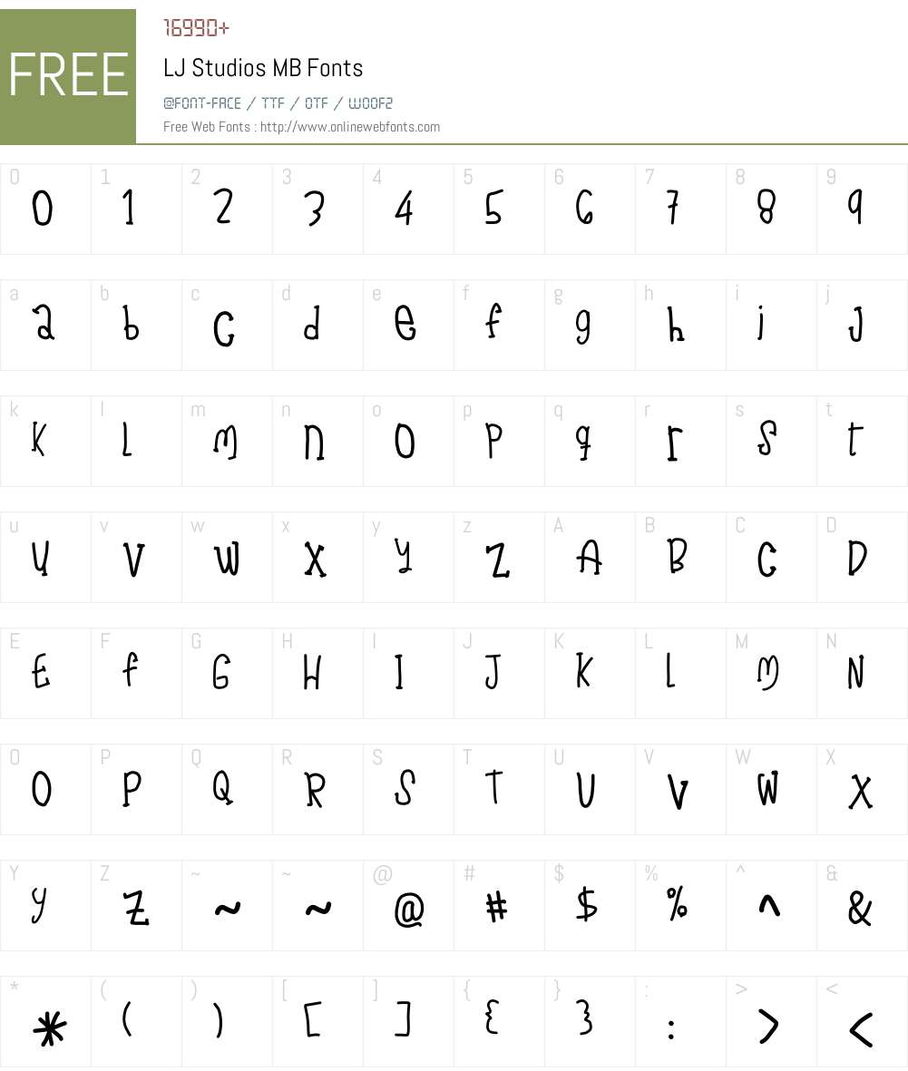 LJ Studios MB Font Screenshots