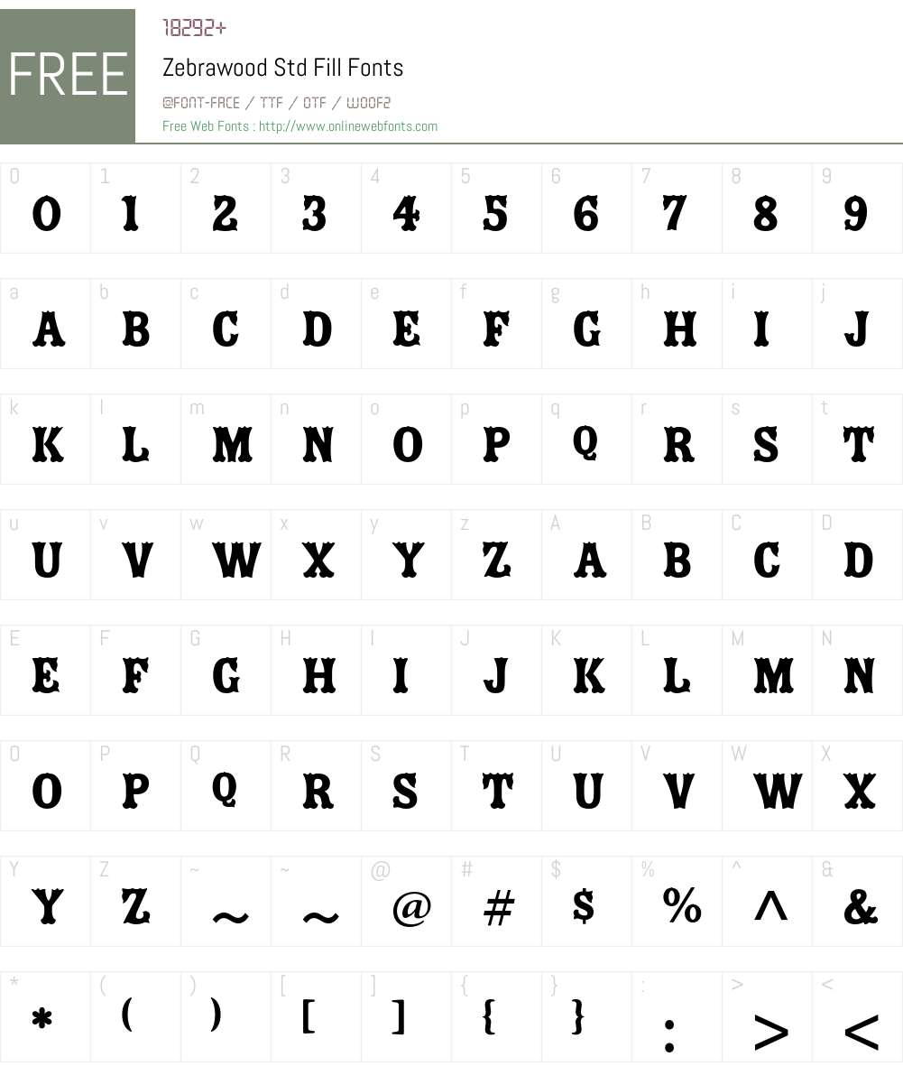 Zebrawood Std Font Screenshots