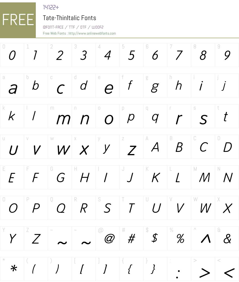 Tate Font Screenshots