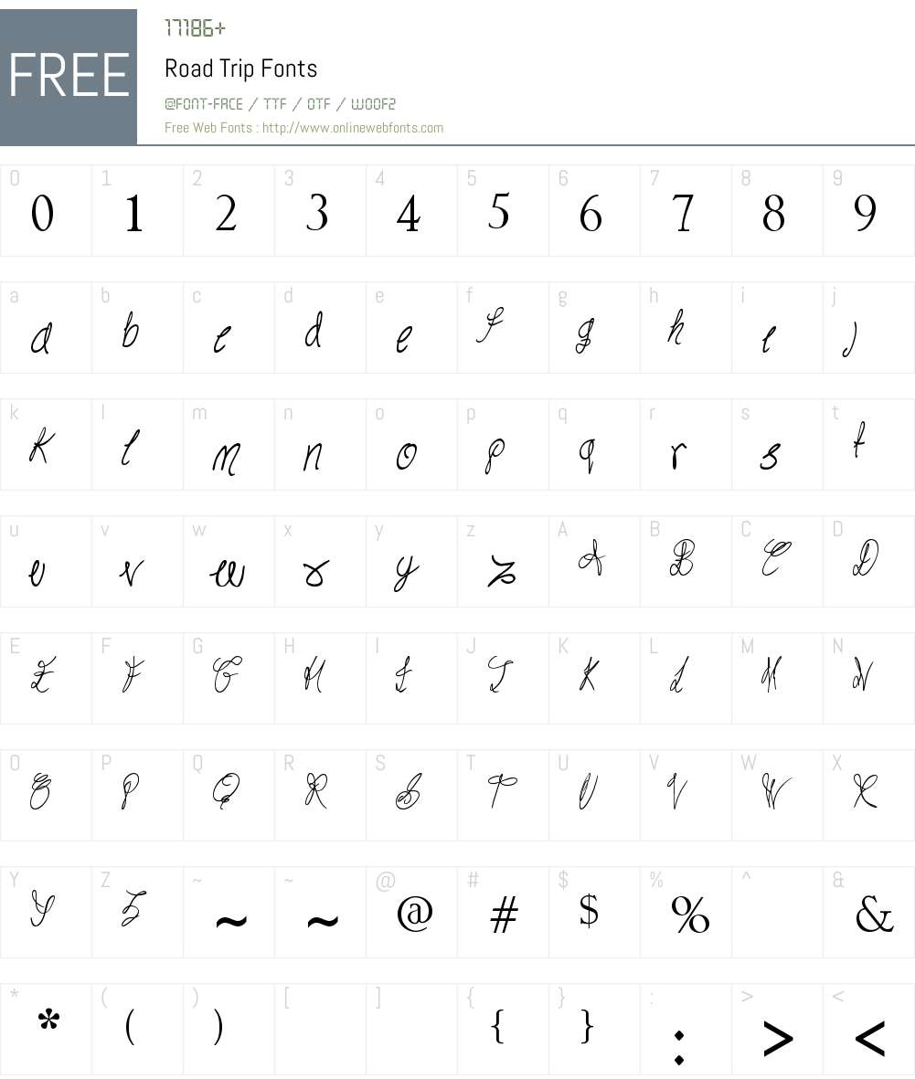 Road Trip Font Screenshots