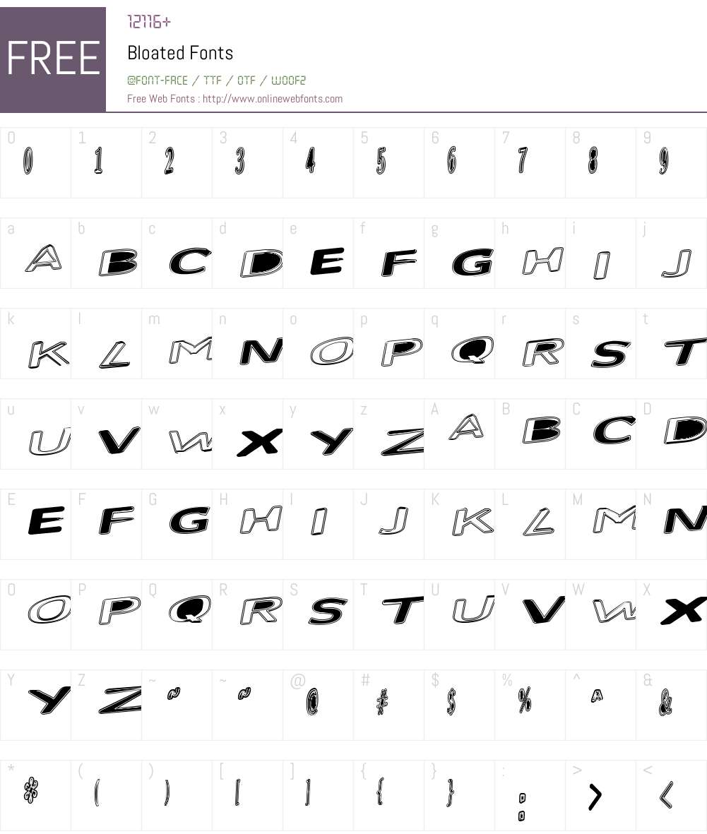 Bloated Font Screenshots