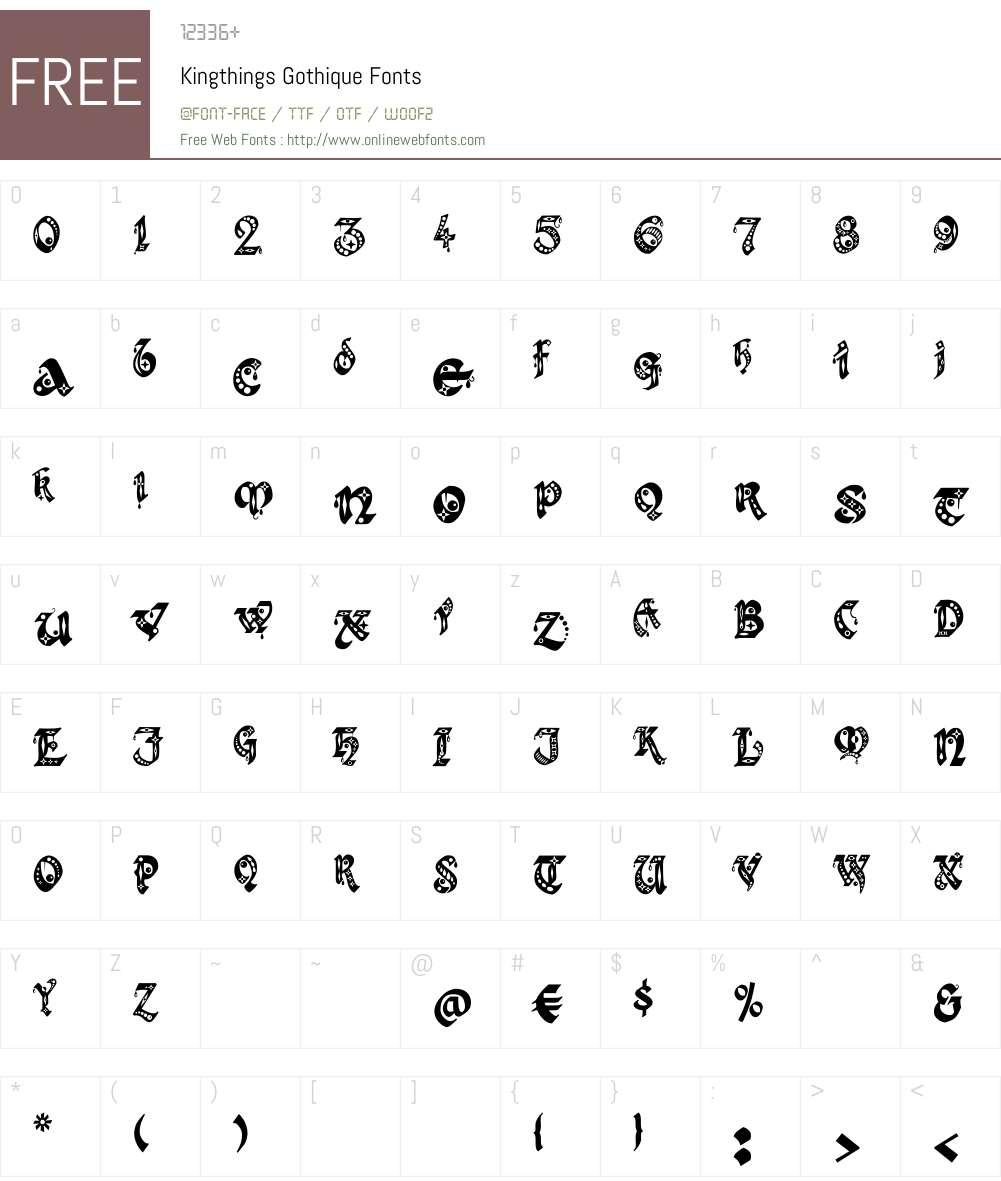 Kingthings Gothique Font Screenshots
