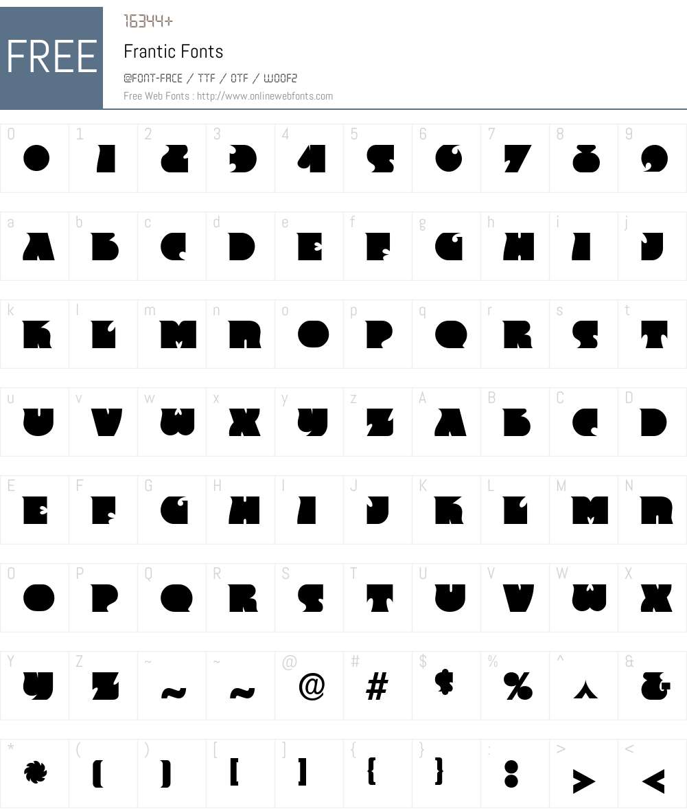 Frantic Font Screenshots