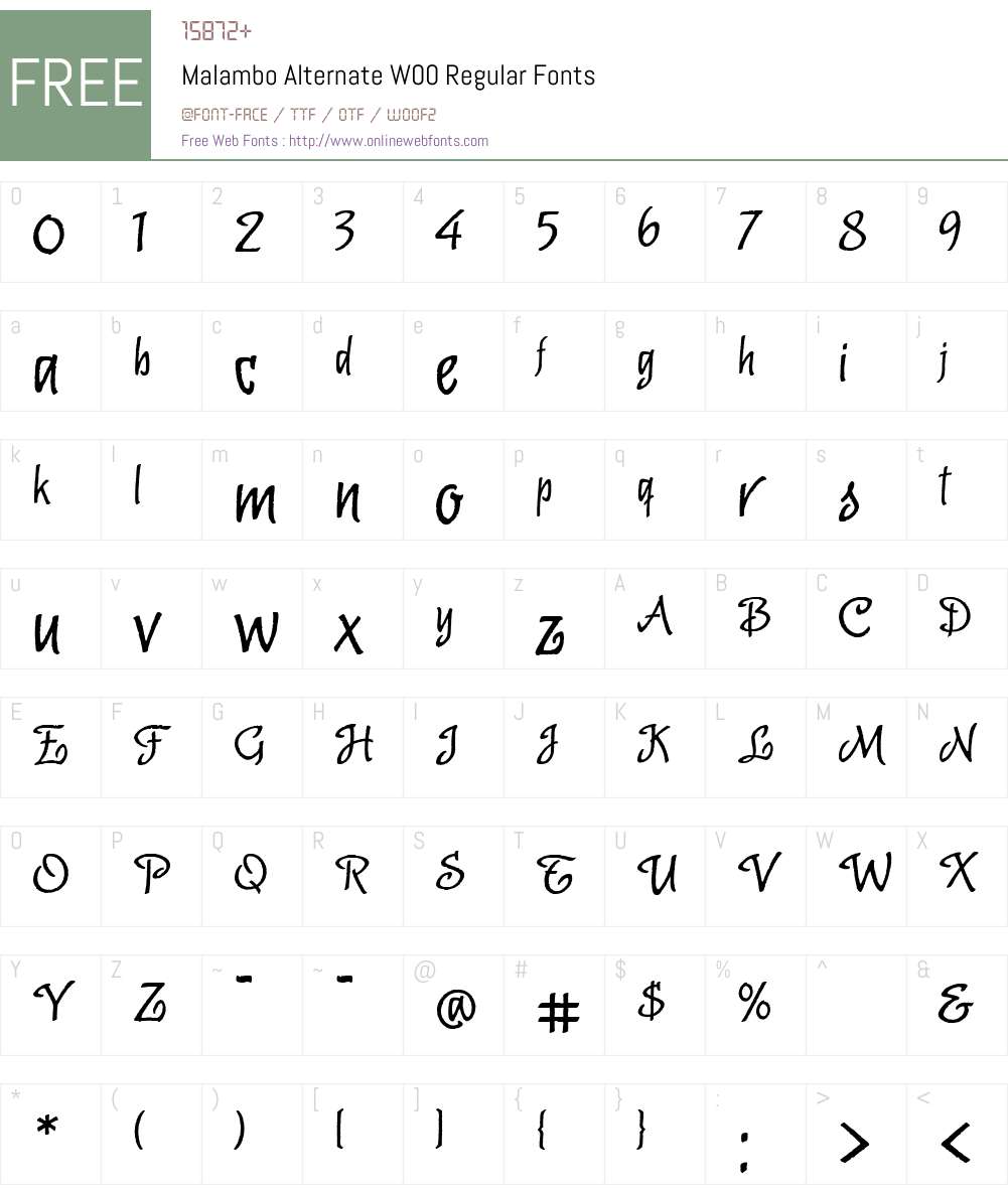MalamboAlternateW00-Rg Font Screenshots