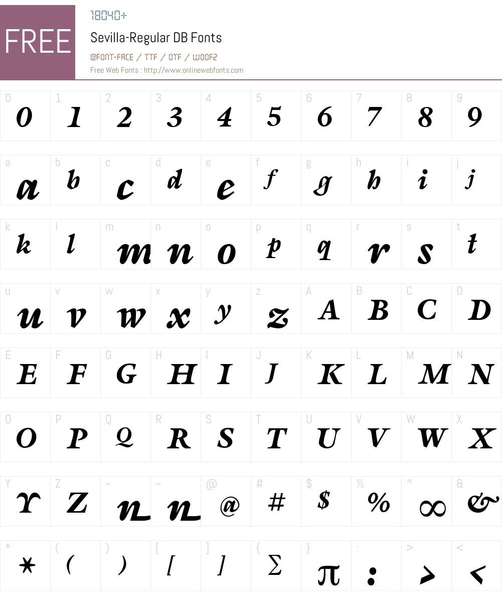Sevilla DB Font Screenshots