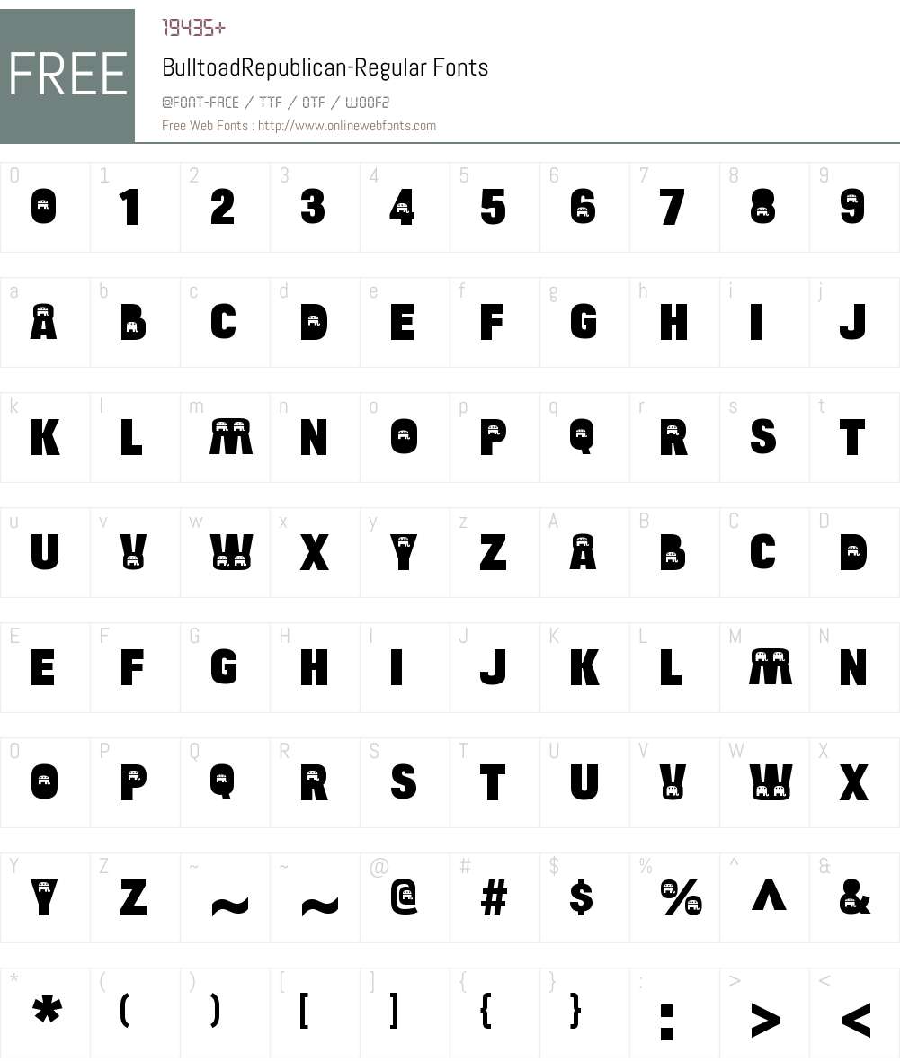 Bulltoad Republican Font Screenshots