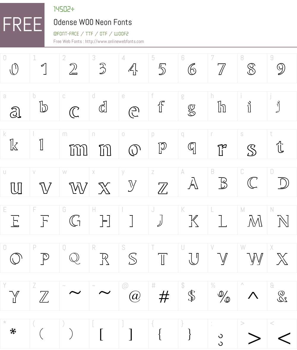 OdenseW00-Neon Font Screenshots