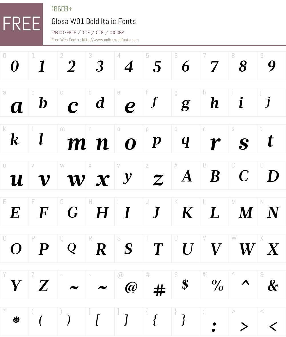GlosaW01-BoldItalic Font Screenshots