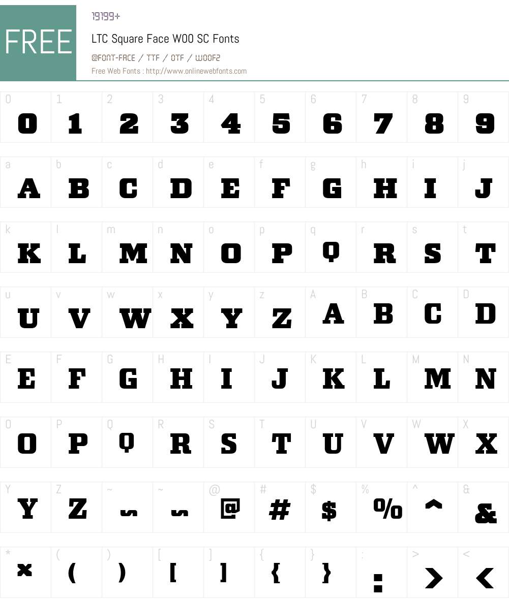 LTCSquareFaceW00-SC Font Screenshots