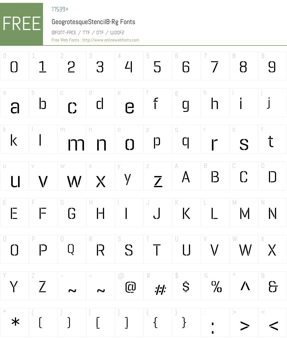 Geogrotesque Stencil B Rg Font Screenshots