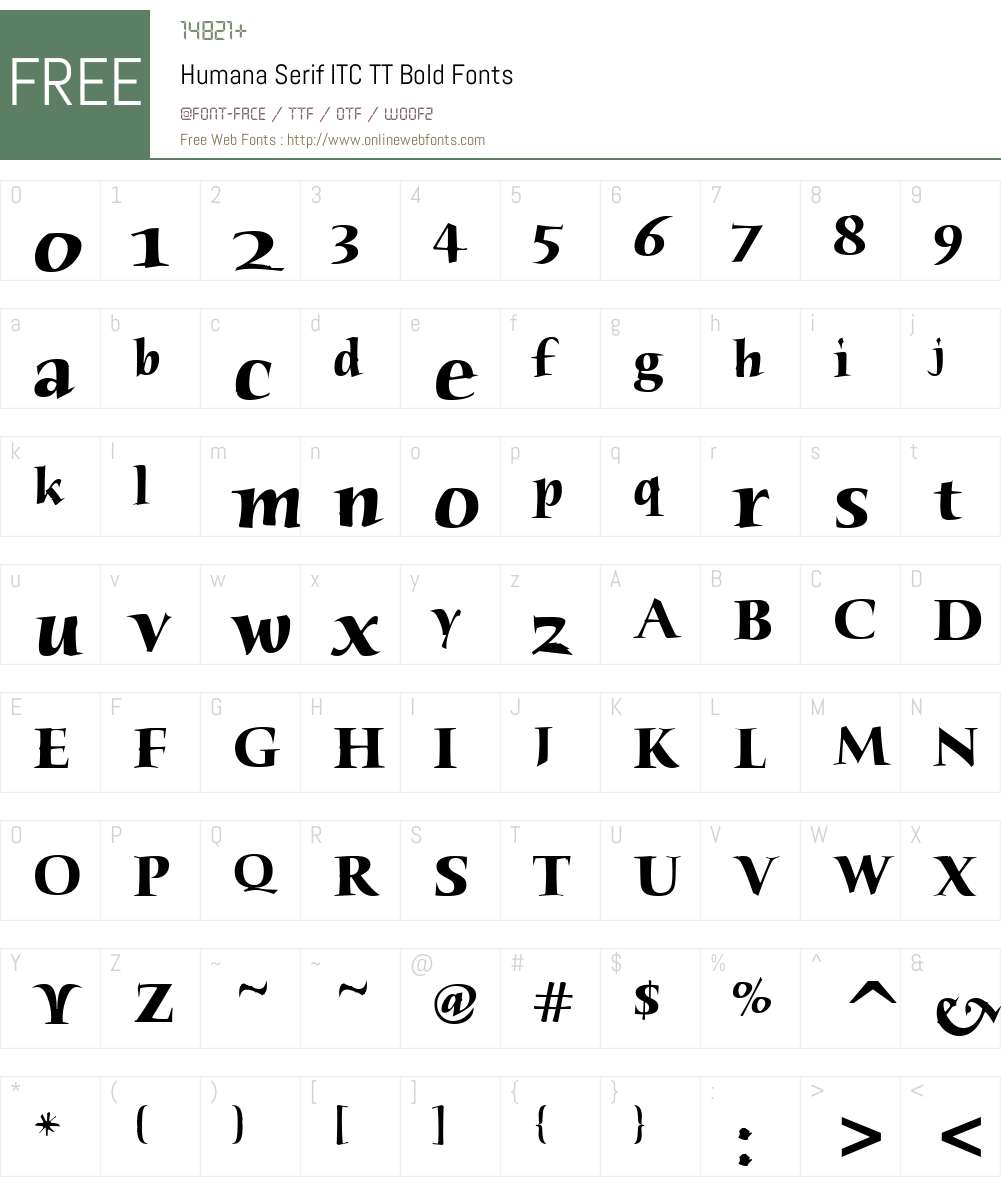 Humana Serif ITC TT Font Screenshots