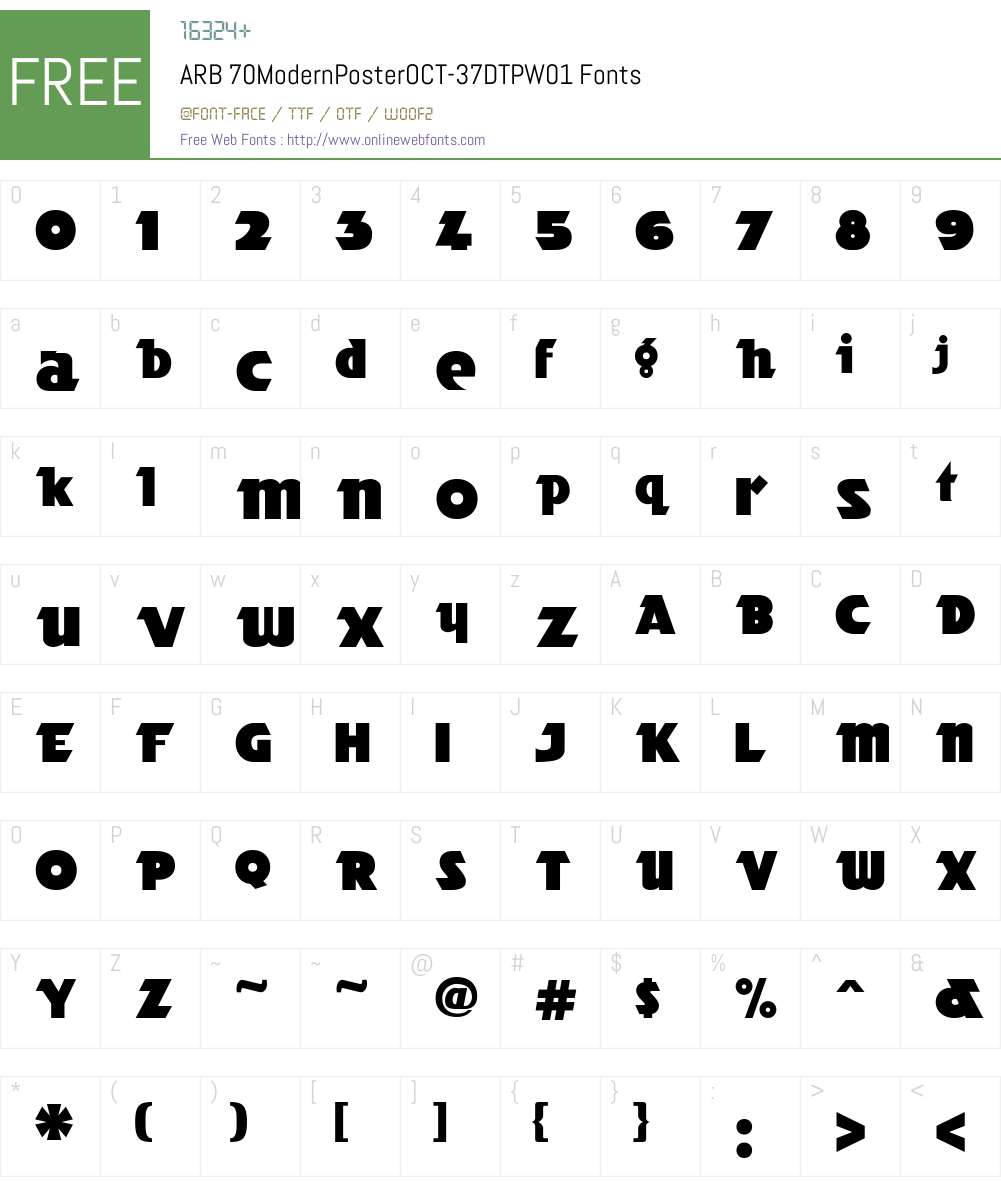 ARB70ModernPosterOCT-37DTPW01 Font Screenshots