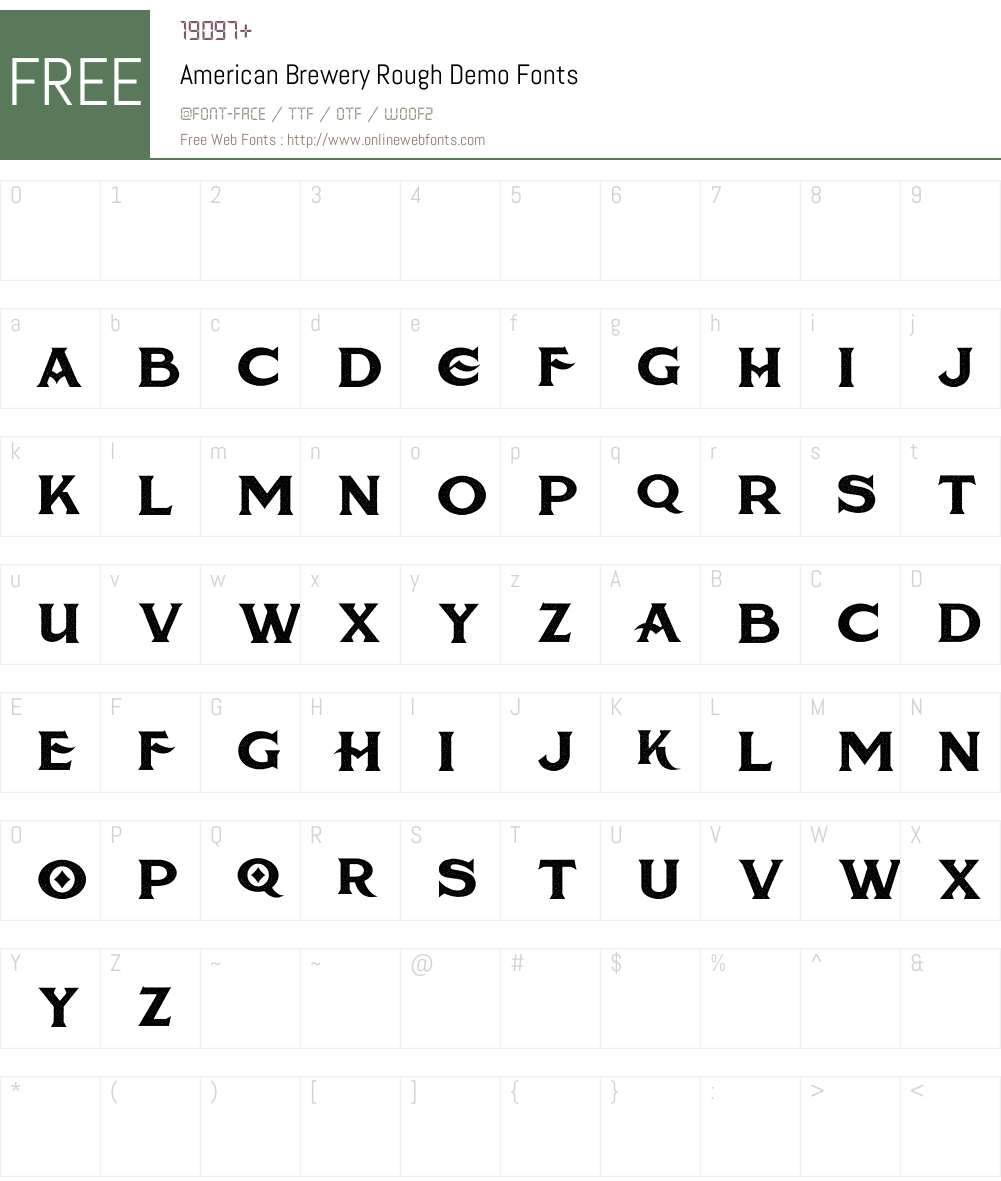 American Brewery Rough Demo Font Screenshots