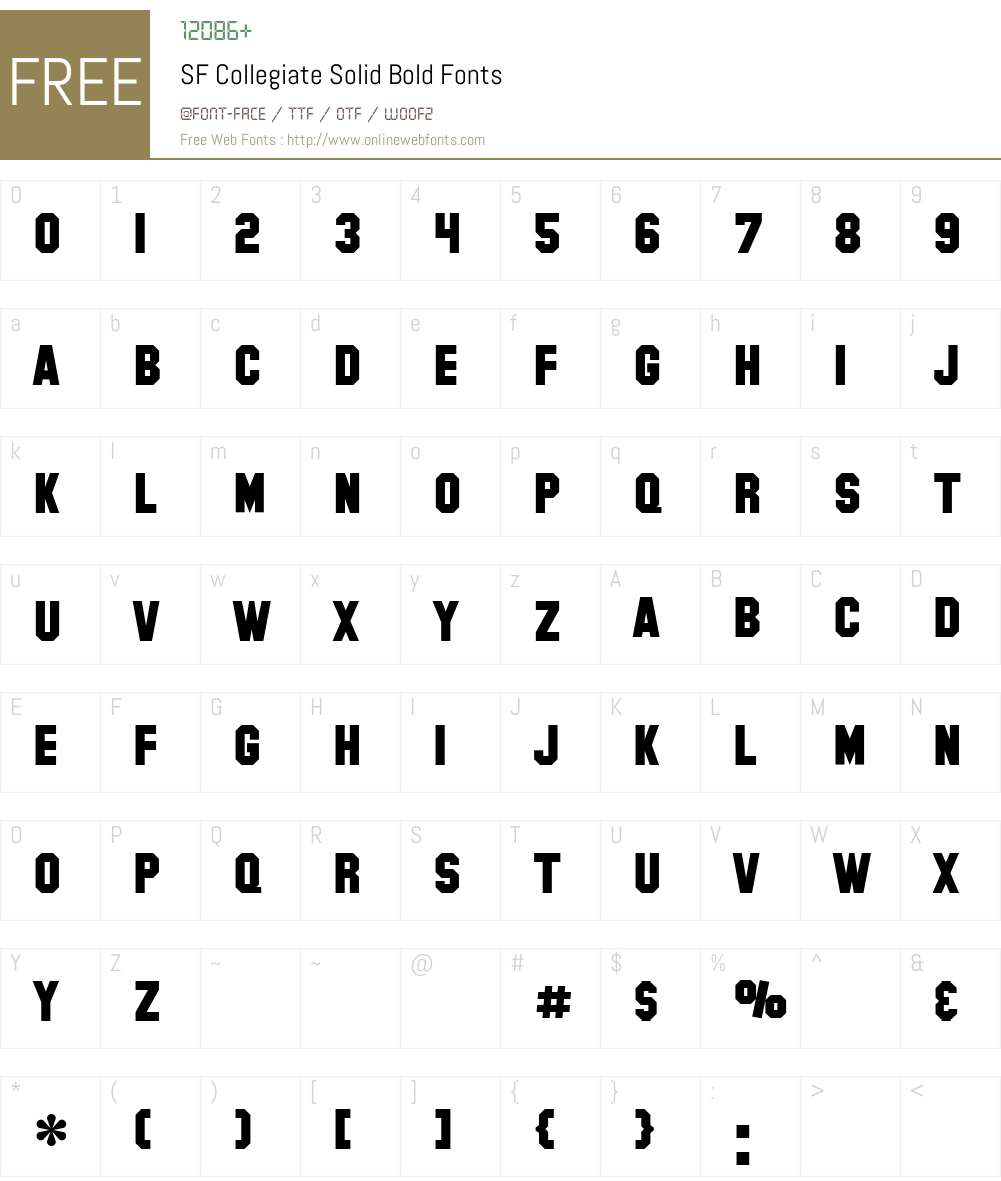 SF Collegiate Solid Font Screenshots