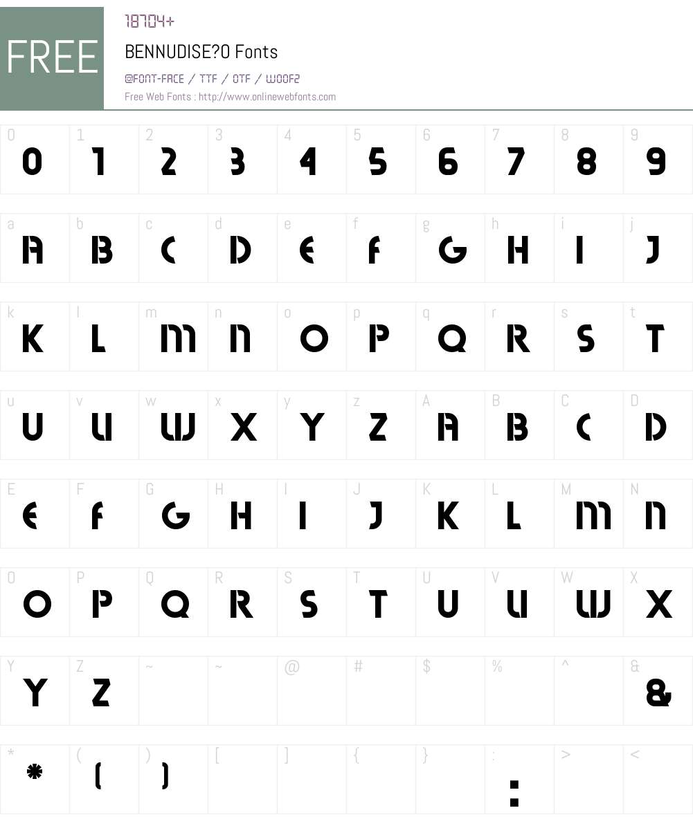 BENNUDISE?O Font Screenshots