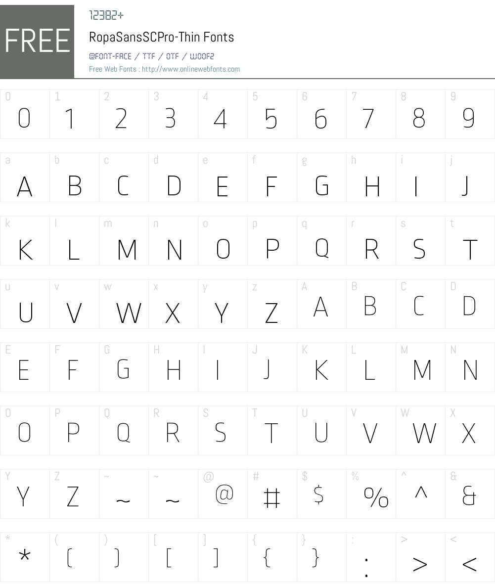 Ropa Sans SC Pro Thin Font Screenshots