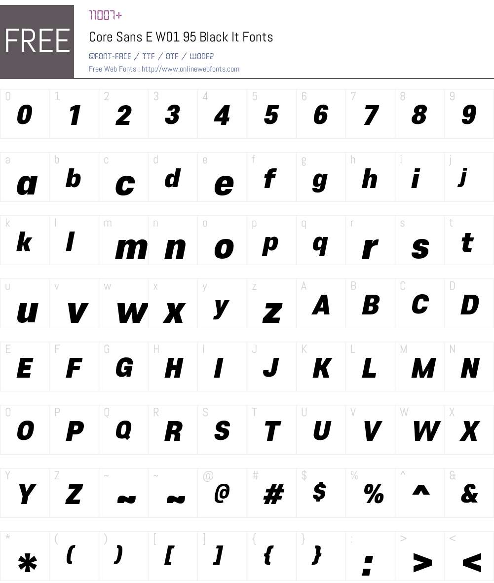 CoreSansEW01-95BlackItalic Font Screenshots