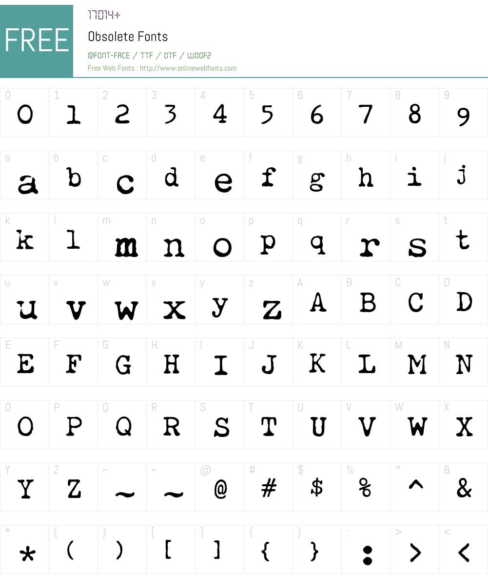 Obsolete Font Screenshots