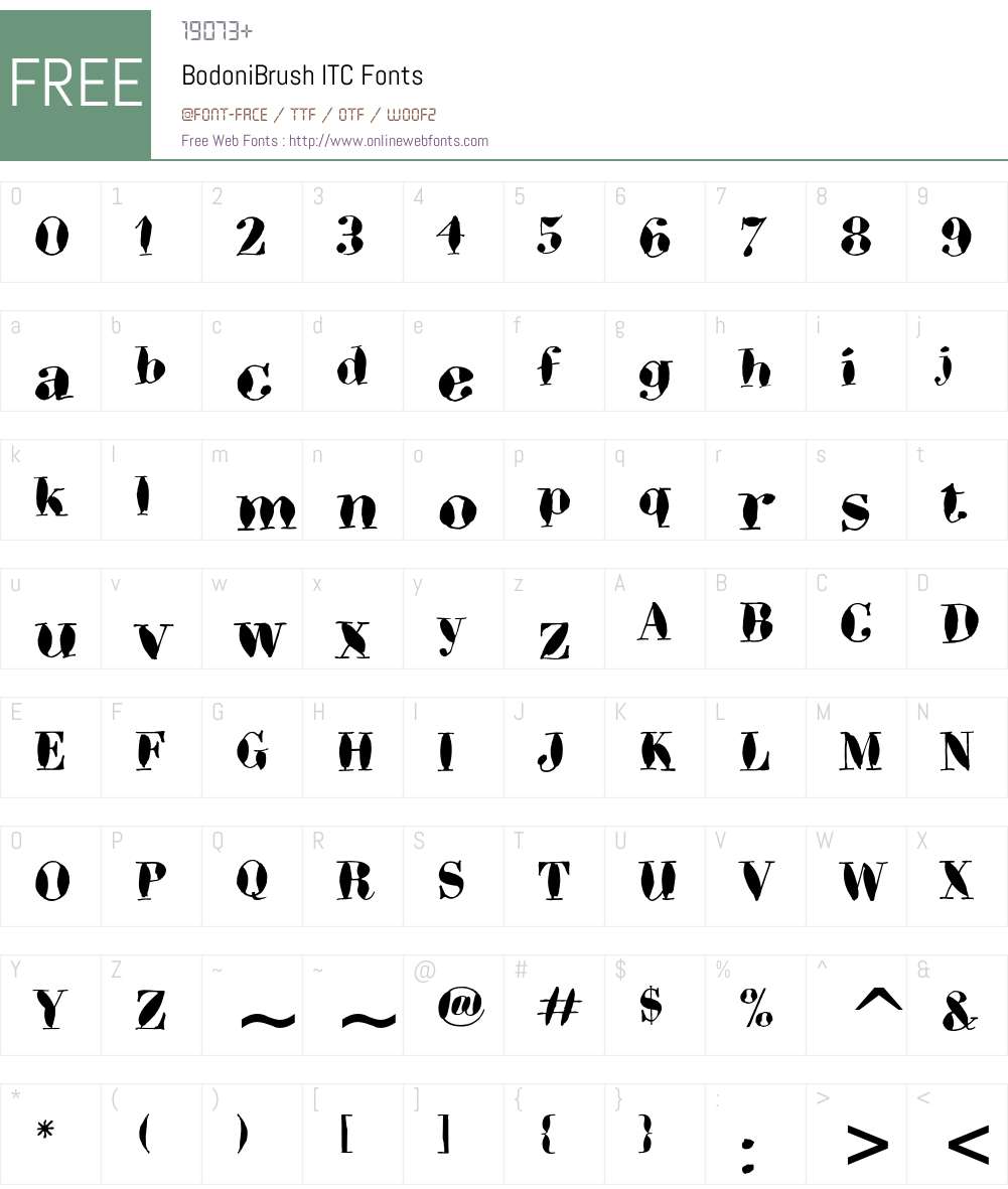 BodoniBrush ITC Font Screenshots