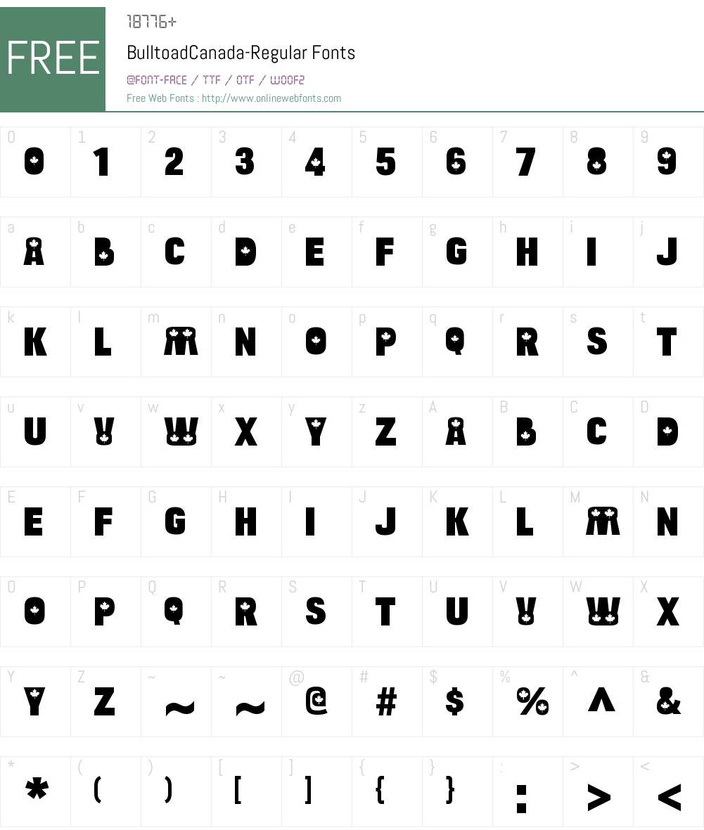 Bulltoad Canada Font Screenshots