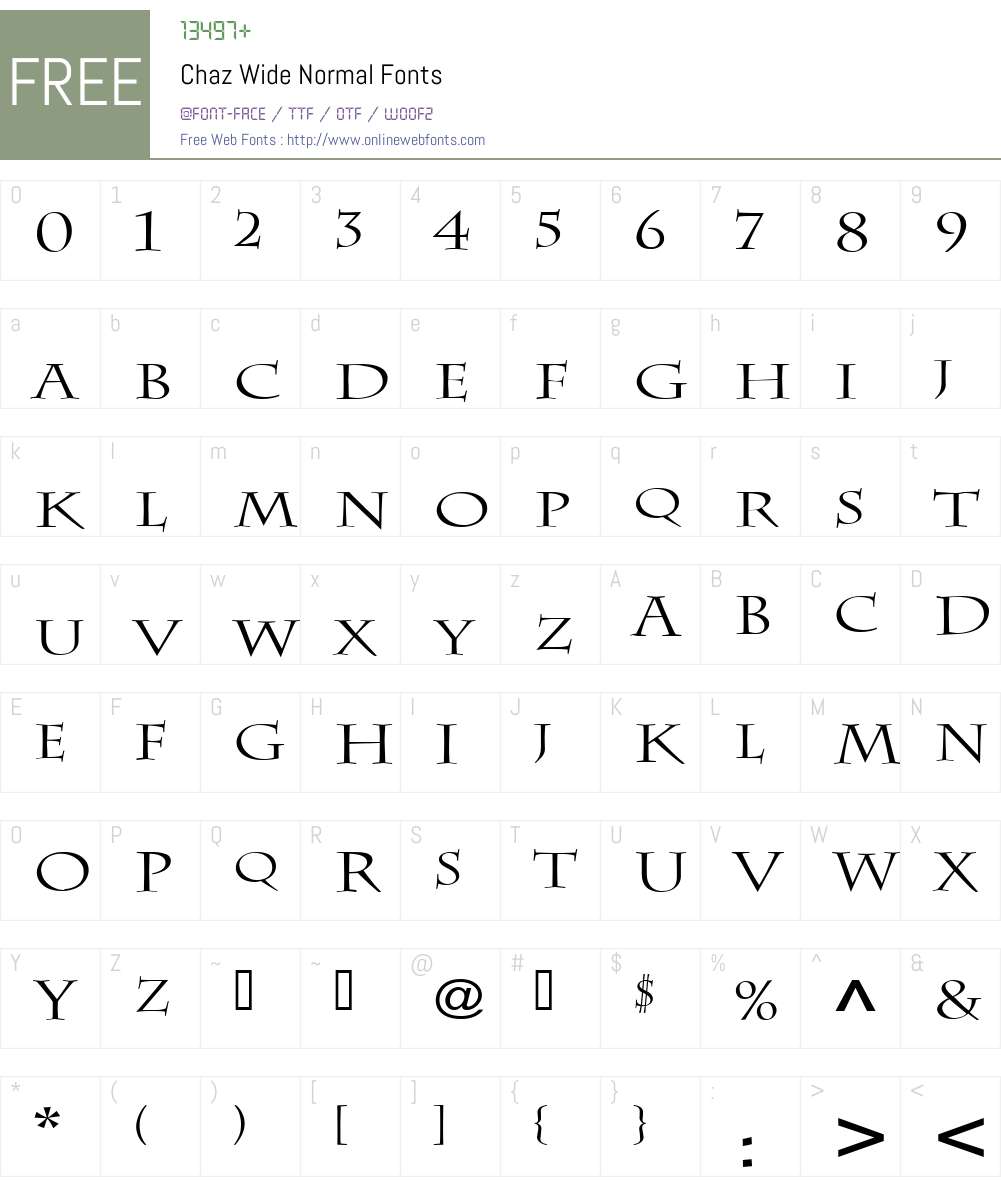 Chaz Wide Font Screenshots