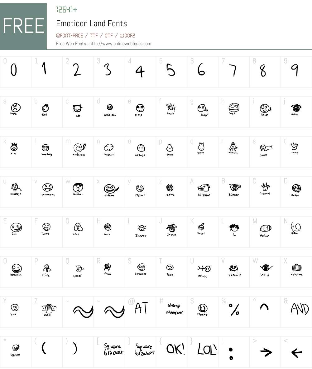 Emoticon Land Font Screenshots