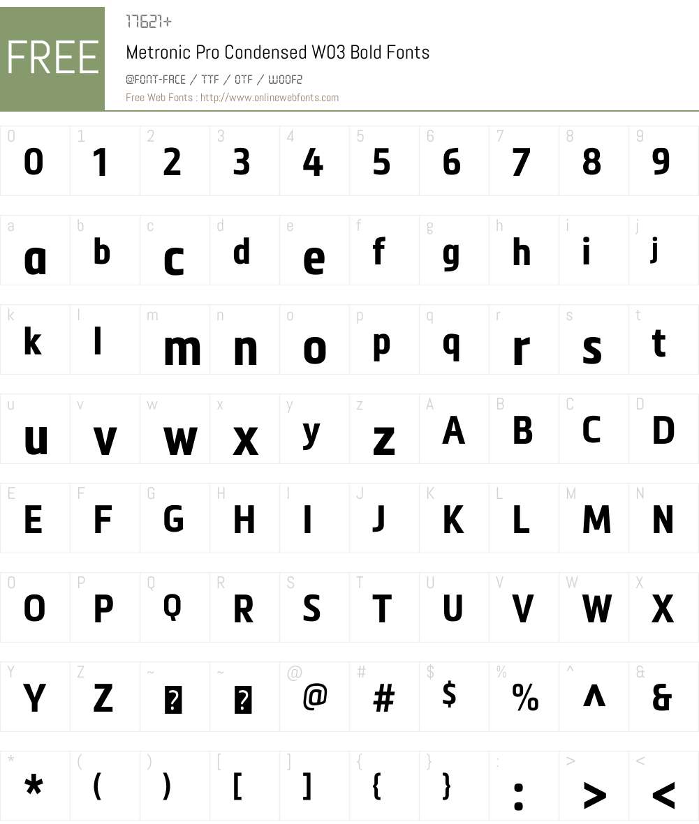 Metronic Condensed Font Screenshots