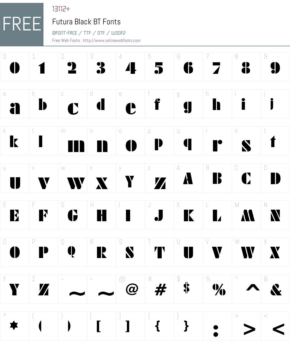 FuturaBlack BT Font Screenshots