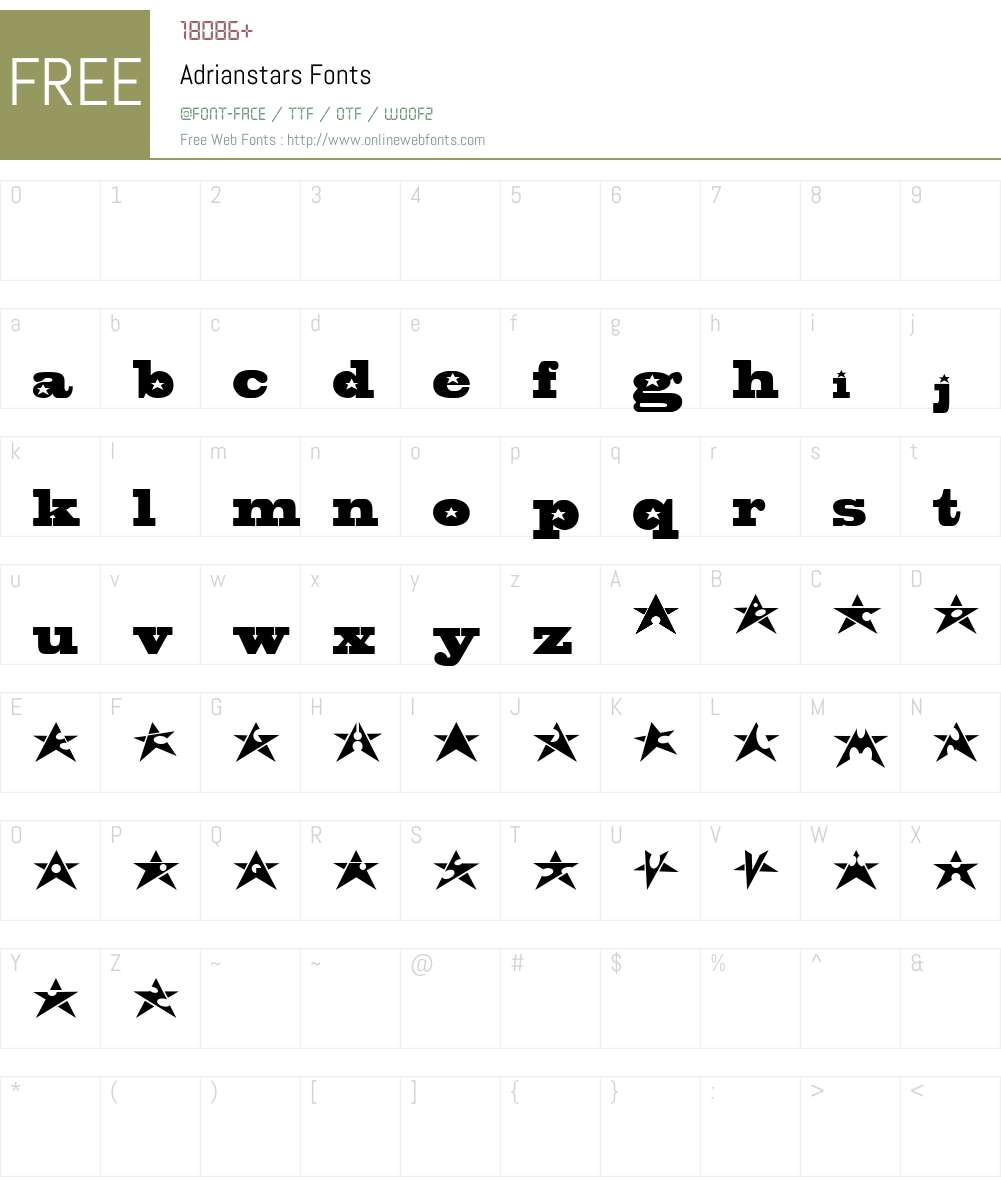 Adrianstars Font Screenshots