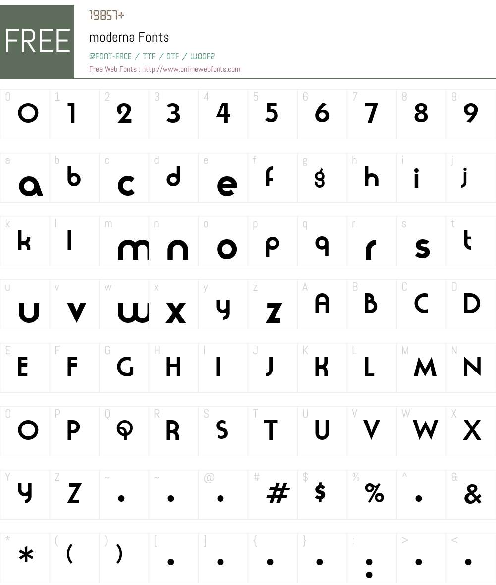 moderna Font Screenshots