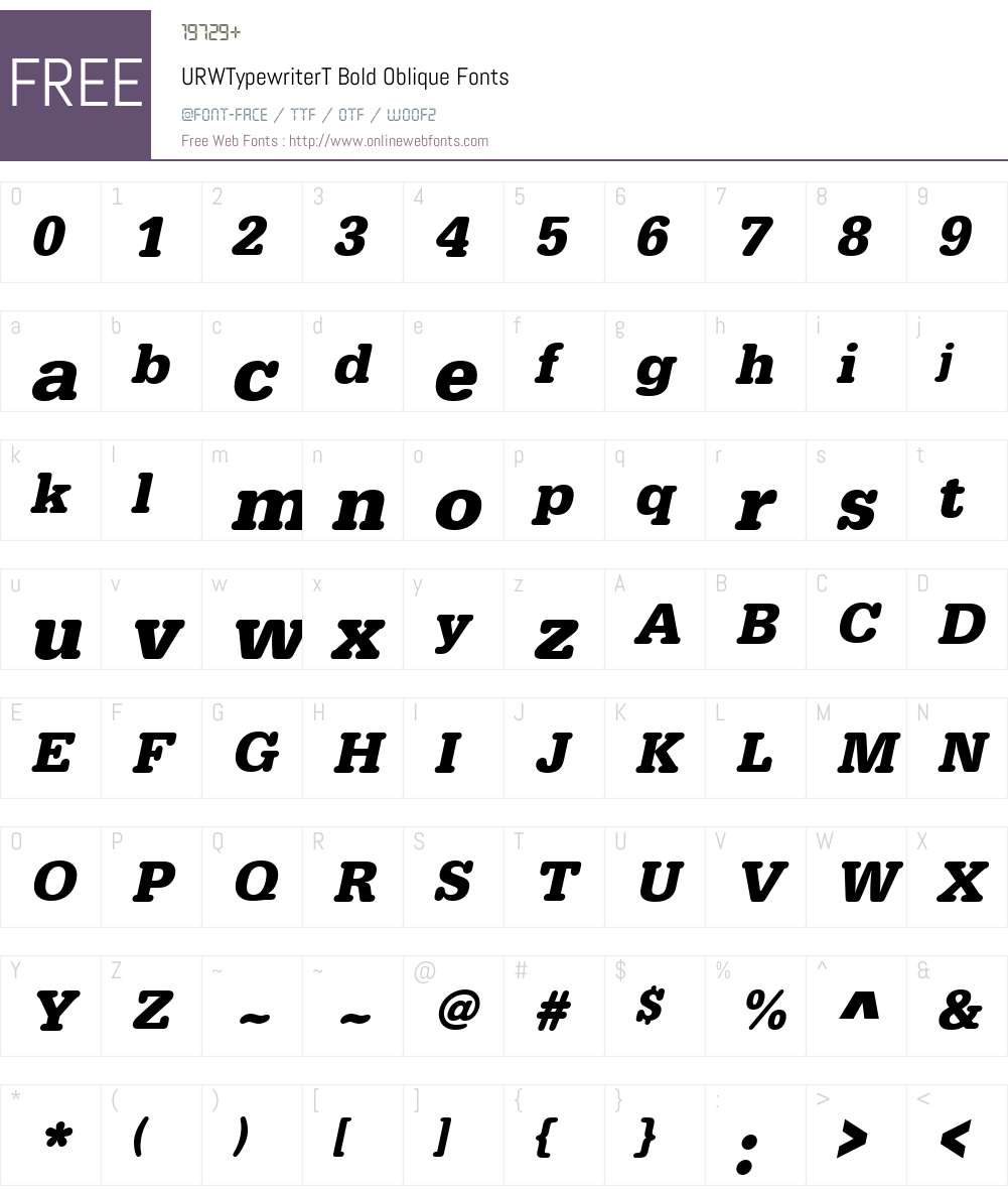 URWTypewriterT Font Screenshots