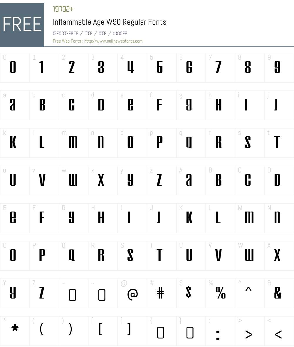 InflammableAgeW90-Regular Font Screenshots