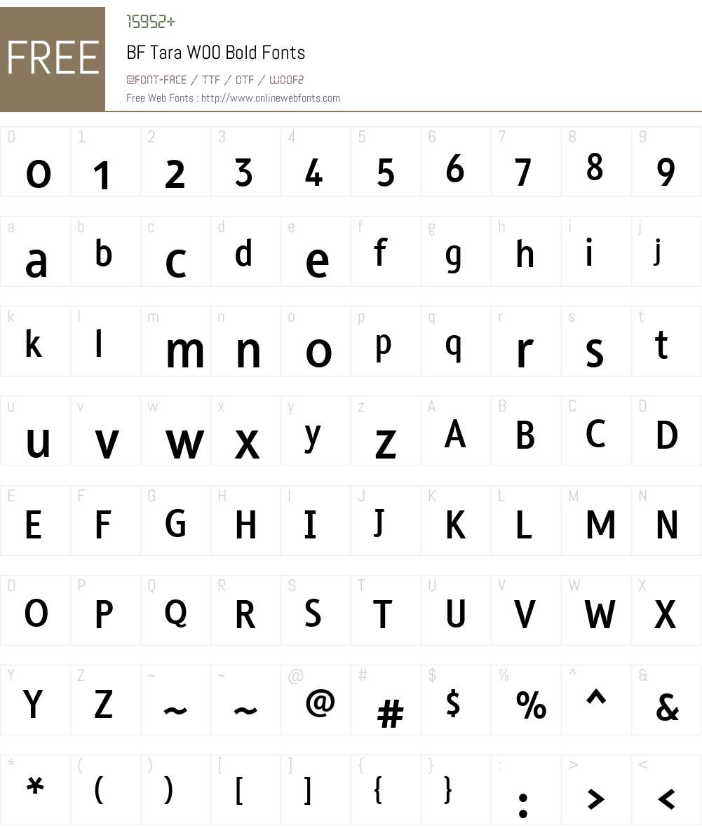 BFTaraW00-Bold Font Screenshots