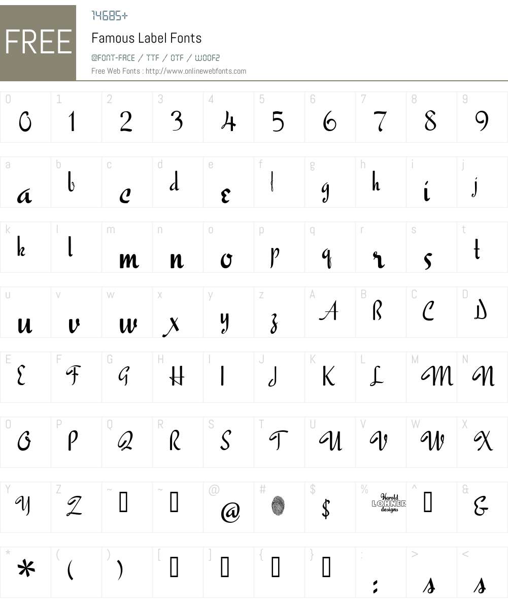 Famous Label Font Screenshots