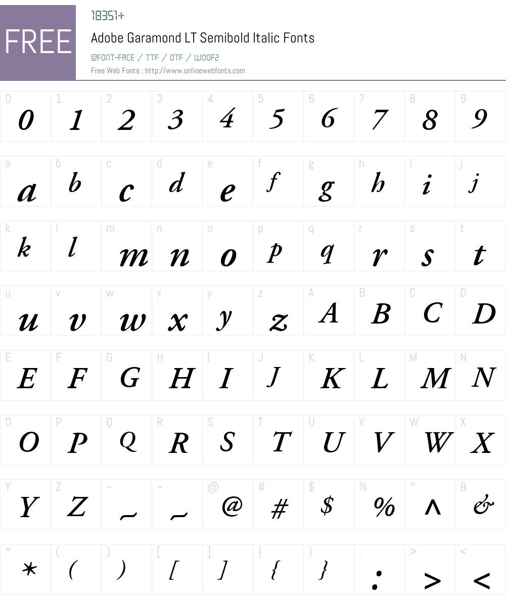 AGaramond LT Font Screenshots
