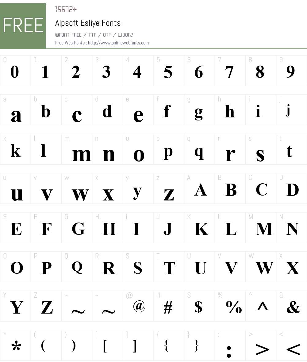 Alpsoft Esliye Font Screenshots