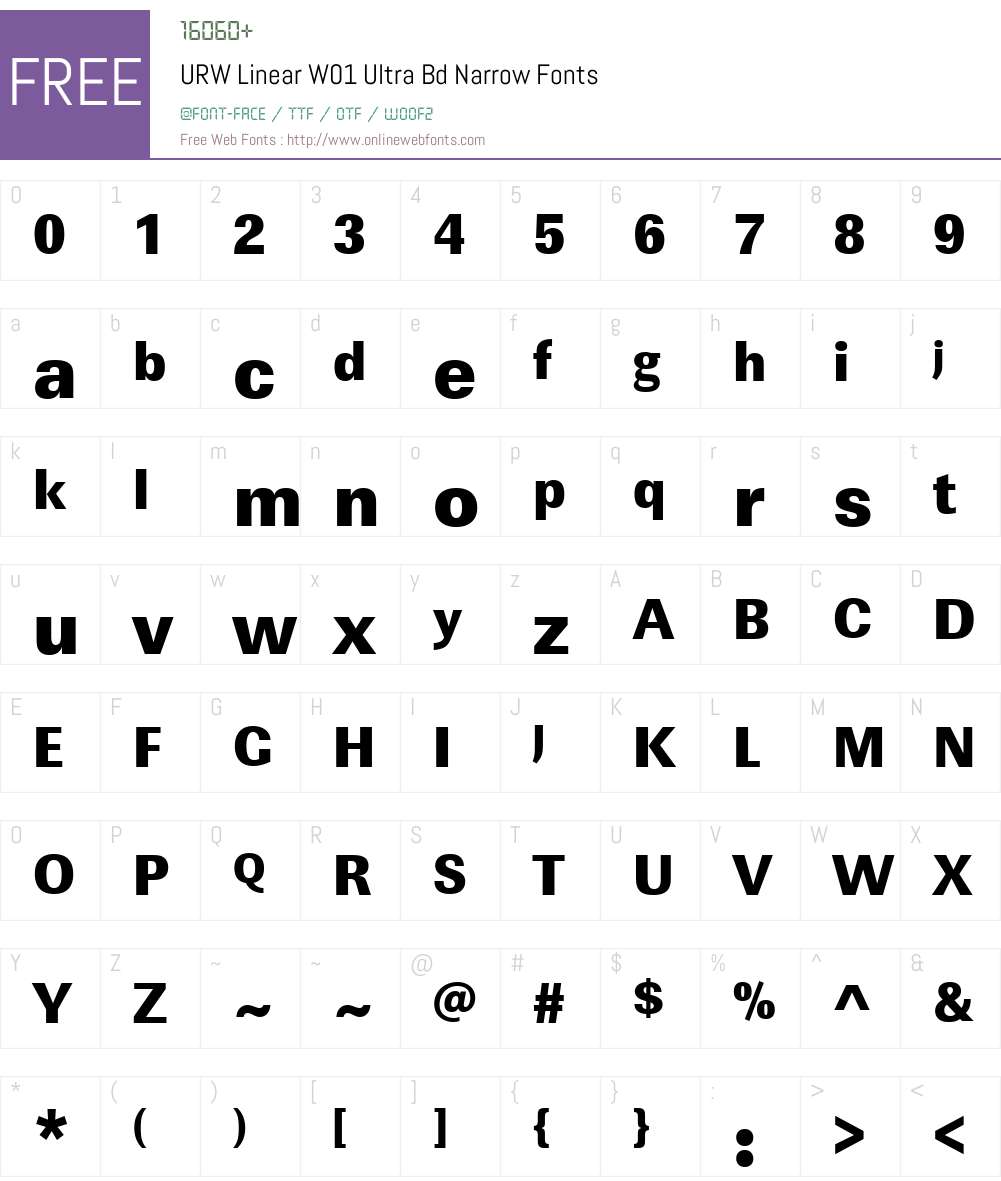 URWLinearW01-UltraBdNarrow Font Screenshots