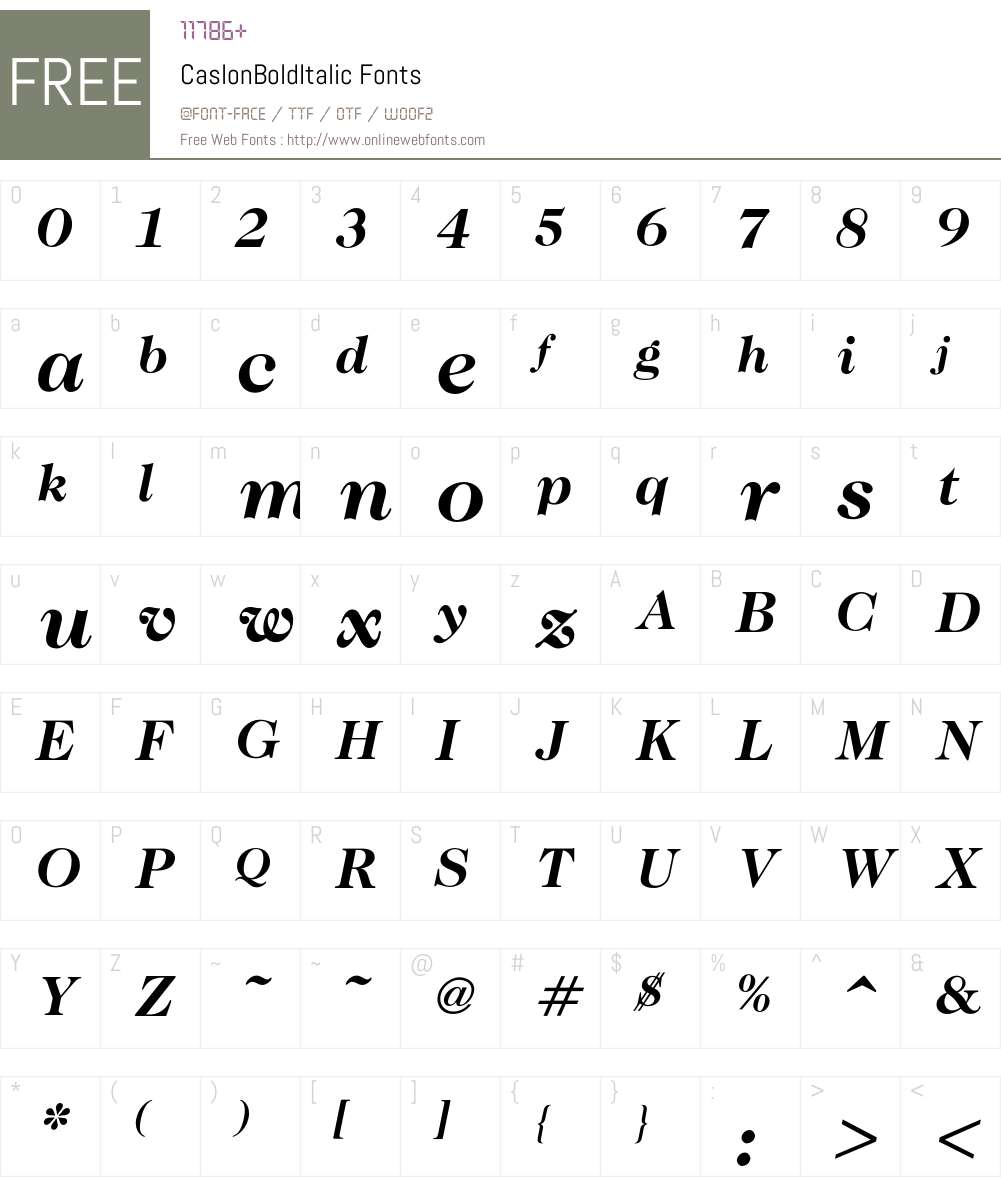 Caslon Font Screenshots