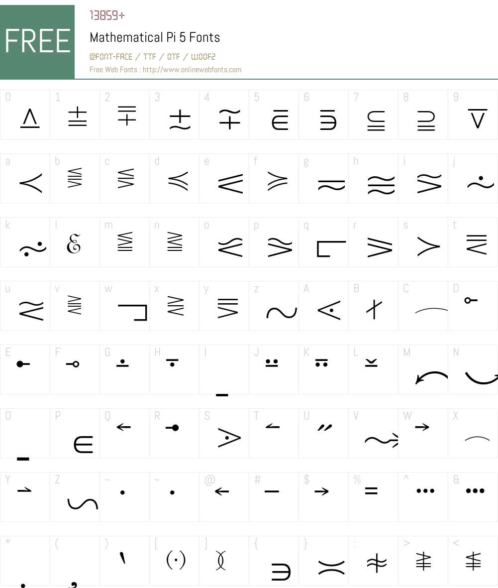 Mathematical Pi Font Screenshots