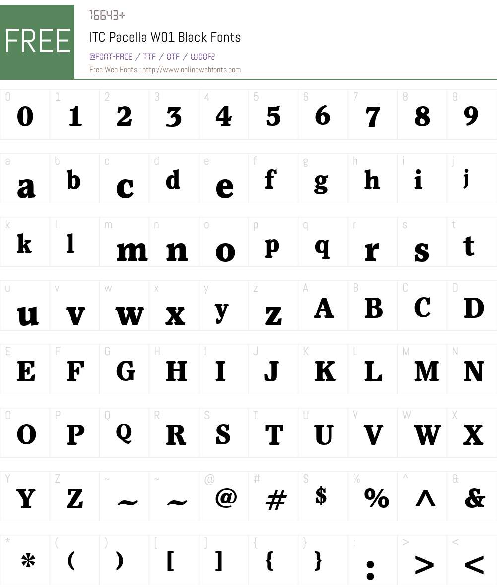 ITCPacellaW01-Black Font Screenshots