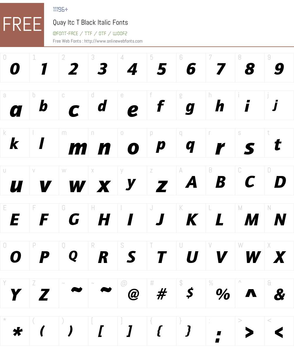 QuayItcTBlaIta Font Screenshots