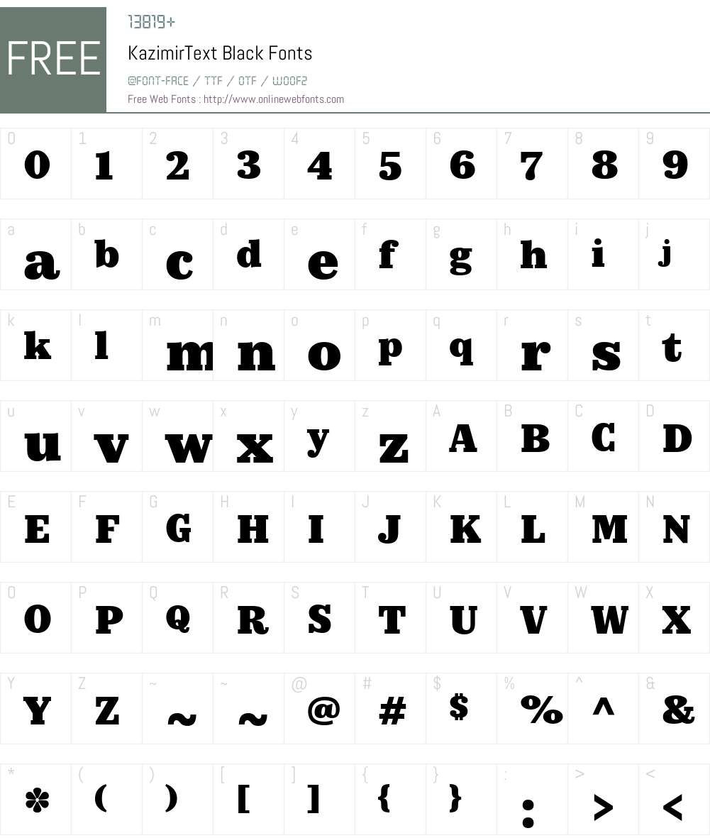 KazimirText-Black Font Screenshots