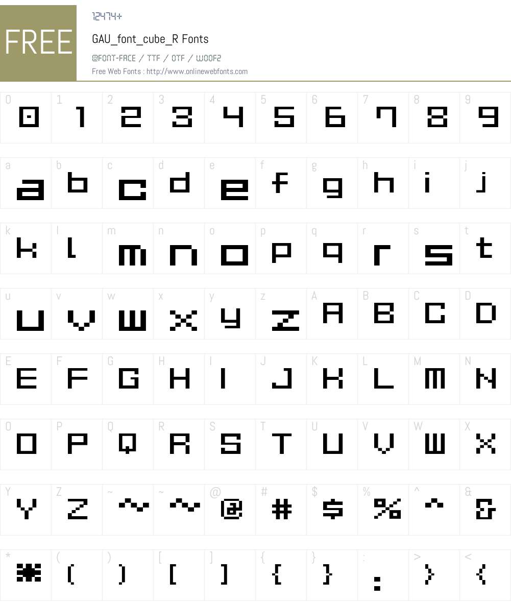 GAU_font_cube_R Font Screenshots