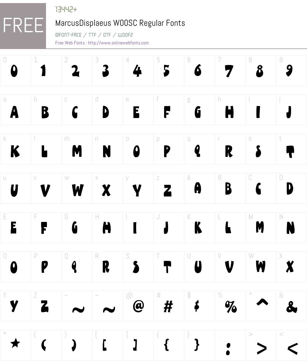MarcusDisplaeusW00SC-Rg Font Screenshots