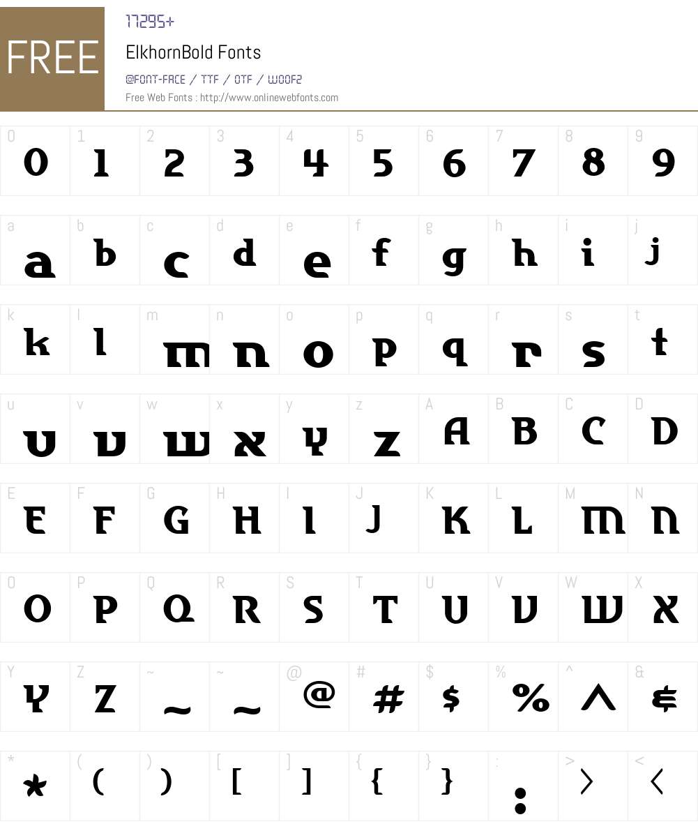 ElkhornW00-Bd Font Screenshots