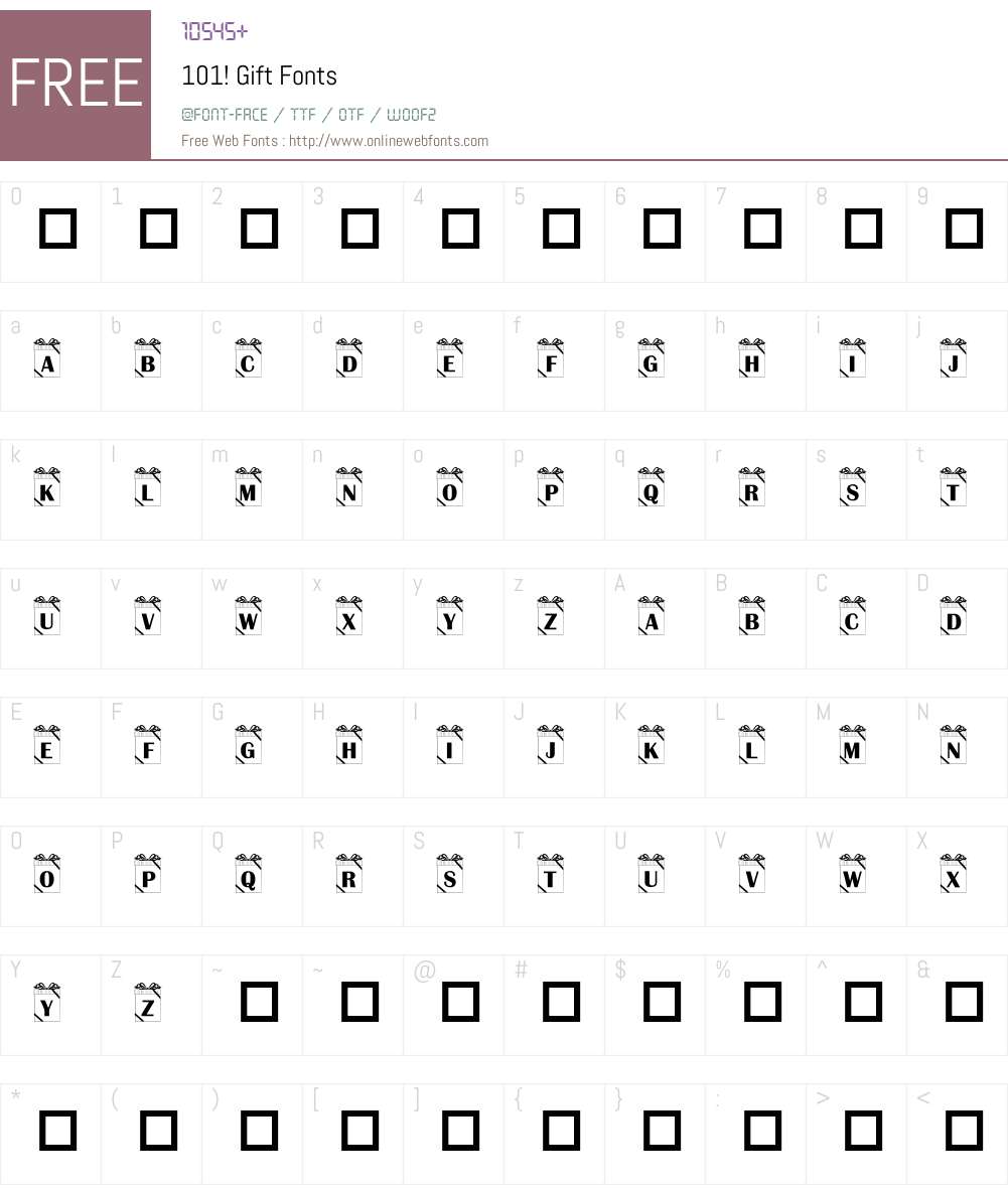 101! Gift Font Screenshots