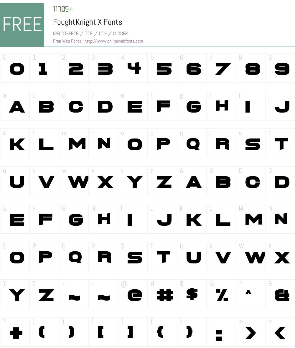 FoughtKnight X Font Screenshots