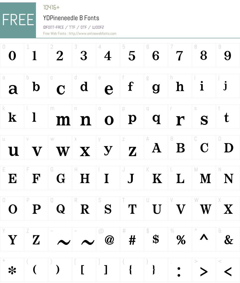 YD PineNeedle Font Screenshots
