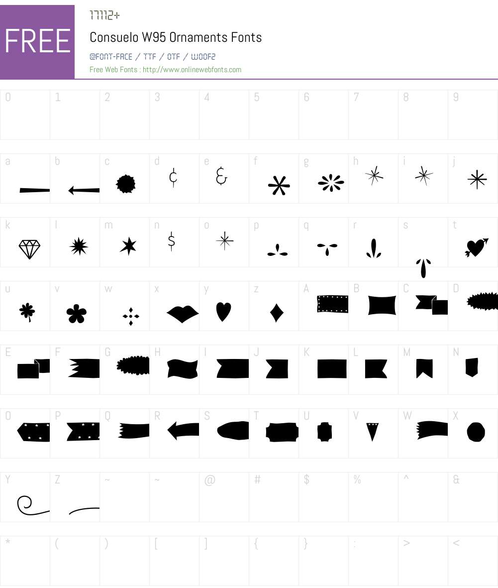ConsueloW95-Ornaments Font Screenshots
